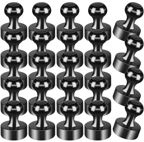 MIN CI 24 Stück Magnete Stark, Magnete für Magnettafel, Magnete Klein, Neodym Magnete, Kühlschrank Magnete, Magneten Starker Halt, Mini Magnete für Whiteboard Haus, Büro, Schwarz