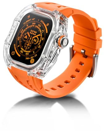 RYUEUYA Rugged Durchsichtige Schutzhülle mit Armband mit Apple Watch Serie Ultra 2/1 49mm, Gehäuse Robust Hülle für die iWatch, T-OR