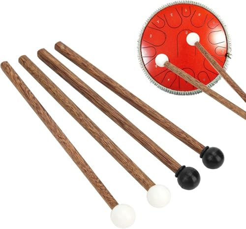 4Pcs Percussion Sticks, 16.5cm Rubber Drum Stick Steel Tongue Drum Mallet Anti-Slip Drum Stick Mallets Percussion Instrument Parts for Child Drummers and Practitioner
