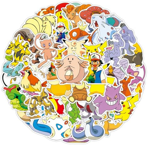 Pocketmonster Stickers Kinder, 100 Stück Wasserfeste Aufkleber Kinder für Skateboards, Helme, Water Bottle, Tablets, Schultaschen, Kühlschränke, Fahrräder, Türen, Tischplatten