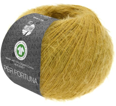 LANA GROSSA Per Fortuna GOTS | Leichtes Sommerflauschgarn mit Baumwolle | Handstrickgarn aus 74% Baumwolle (Bio) & 26% Polyamid | 50g Wolle zum Stricken & Häkeln | 190m Garn FB 49
