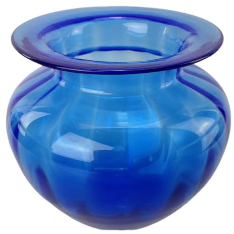 Dekovase Glasvase Vintage Vase Glas Retro Tischvasche (15,5 cm, dunkel blau)