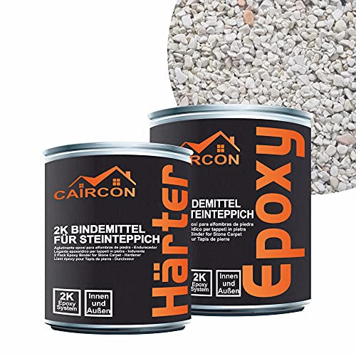 Steinteppich Set Epoxidharz Bindemittel Marmorkies 25Kg Bianco Verona 4-8mm