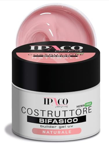 Maxi Formato 50 ml | Gel ricostruzione unghie a media densità, gel unghie, gel costruttore per unghie con dual form, bifasico. Adatto per Copertura, Refil e Allungamenti. Hema Free Colore Naturale