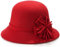 MESU Damen Filz Cape Hut Floral Fedora Cape Hut 1920er Jahre Bowling Retro Rot