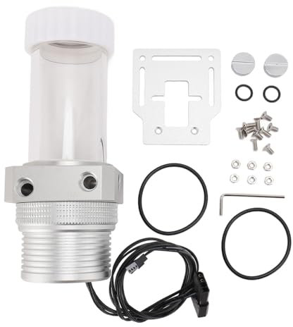 PC Pump Reservoir Combo, 12V 18W 1100L/H 200ml Water Cooling Pump Tank with 5m Pump Head, G1/4 Thread PWM Heat Exchanger Water Cooling Reservoir Radiator for Water Cooling System