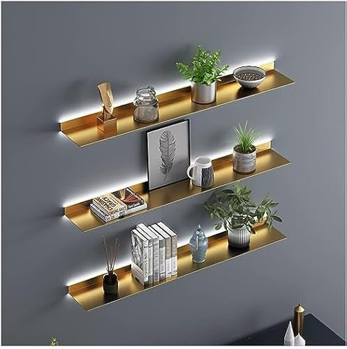 Schwebende Wandregale mit LED-Leuchten, schwebende Wandregale, beleuchteter Ausstellungsständer für Eingangsbereich, Bar, Arbeitsplatte, Wohnzimmer, Badezimmer, 150 x 20 x 6 cm