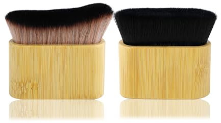 2pcs Pinceau Autobronzant, Pinceau Corps Autobronzant Tête Plate et Incurvée Pinceau Visage Pinceau de Fond de Teint Applicateur Autobronzant pour Mélanger le Fond Teint Liquide Corps Visage