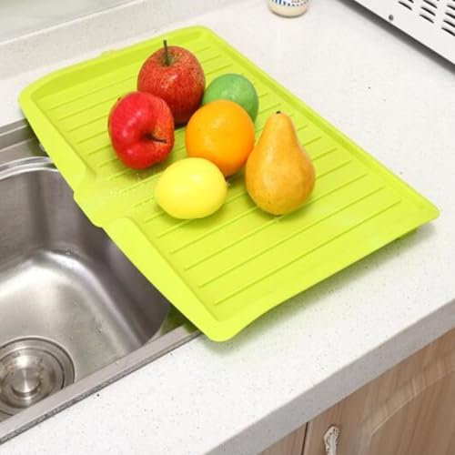 Headerbs Abtropfbrett für die Küche, Abtropfbrett aus Kunststoff, Vielseitig Einsetzbar, Rechteckiges Design, Platzsparendes Abtropfbrett für die Küche, Ablage für Besteck, Obst und