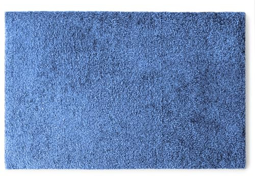 Floordirekt Schmutzfangmatte, 50 x 80 cm, Türmatte, Fußmatte, Fußabtreter, Eingangsbereich, Türvorleger, Sauberlaufmatte, washbar, Meterware, Domenico (Blau)