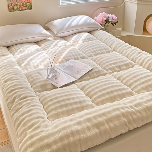 MTSYXYM Japanische Futon Matratze, Faltbare Aufrollbare Futon-Matratze, Zusammenklappbares Futon-Japanisches Tatami, weich und bequem, für Sofa, Liege, Couch, Gästeschlafsaal.(Beige,90x200x10CM)