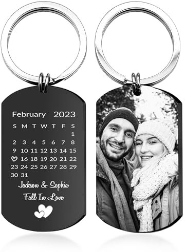 Easycosy Schlüsselanhänger Personalisiert mit Foto & Text, Edelstahl Dog Tag mit deutlichem Gravur & Diverse Designs - Personalisierte Weihnachtsgeschenke für Männer,Papa,Freundin Nikolaus Geschenke