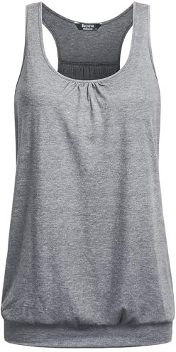 PINSPARK 1 or 3er Pack Damen Sport Tank Tops Atmungsaktives Racerback Yoga Shirts Laufen Fitness Ärmelloses Oberteile Sporttop Hellgrau XL