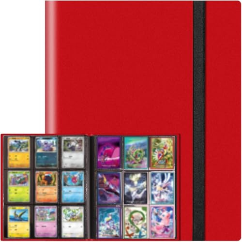 Trading Card Binder 9 Pocket, 360 Pockets Collectible Trading Card Album, Sports Card Binder for Standard Cards, Side Loading Card Folder for MTG Sports Baseball TCG Football Basketball Cards (Red)