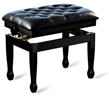 KOIAMVZW Klavierhocker aus Kunstleder, Klavierbank mit wasserdichtem und atmungsaktivem Leder, Tragfähigkeit bis zu 180 kg, 60 x 40 x 50–60 cm, höhenverstellbar