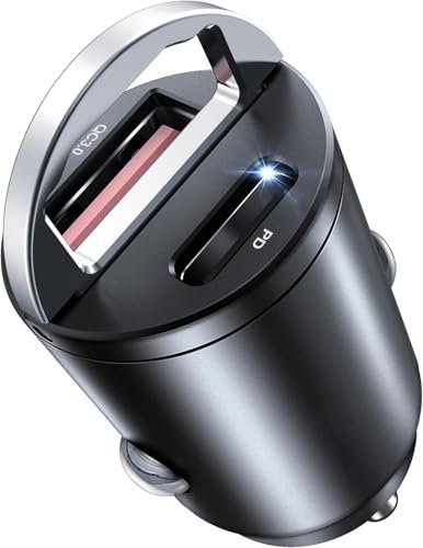 PD3.0 Fast Charge 30W Car Charger - USB C Cigarette Lighter Plug. Ideal for iPhone 16/15/14/13/12/11 Pro Max, iPads, Samsung, Google. Metal Adapter, 12V USB Socket