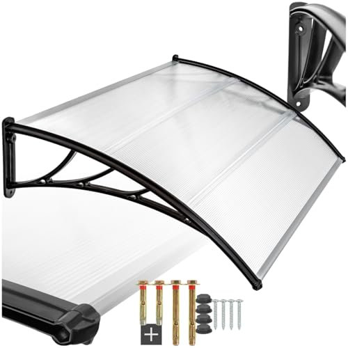 tectake® Vordach für Haustür, Überdachung Terrasse Tür, Haustür Vordach, Balkon Überdachung, Unterstand, Dach für Fenster, Schaufenster und Eingangstür, Montage an Fassadenverkleidung aussen - 150 cm