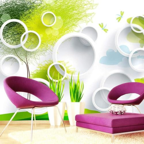 Papier Peint 3D Pour Chambre De Garçon Arbres Ronds Abstraits Chambre D'Enfants Papier Peint Mural 3D Peel And Stick Autocollant Mural Autocollant Fille Chambre Décorer Mur Papier Peint C-26051534048
