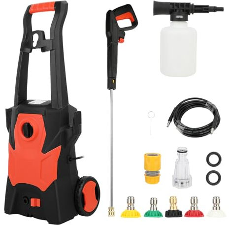 Electric Pressure Washer, 120Bar 5L/min Pressure Washers, 1400w Power Washers for Patio and Car, Power Jet Washers with Insulation Handle, 5-Nozzle Set for Cars/Fences/Driveways/Home/Patios
