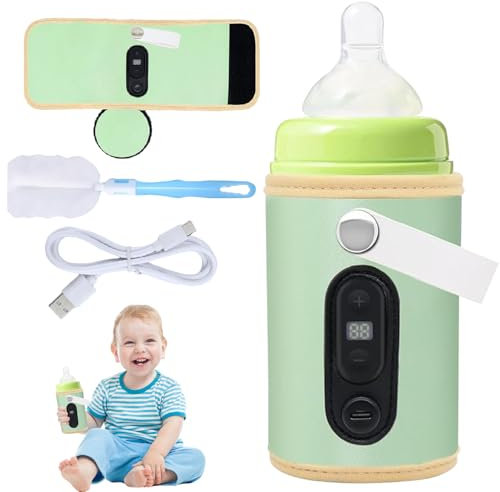 Scaldabiberon Baby USB, Scaldabiberon USB con Display LCD, Scaldo per Biberon a Temperatura Regolabile USB, Scaldabiberon Regolabile a 6 Velocità, Scaldabiberon Portatile per Viaggi, Aereo e Auto (C)