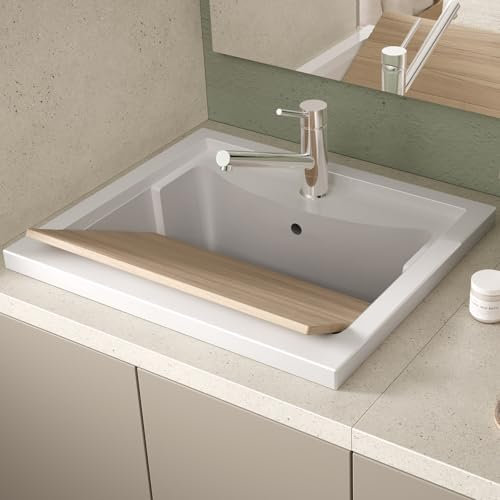 Asse lavapanni in legno multistrato 50x32 cm per lavatoio – piano d’appoggio resistente e removibile – accessorio lavanderia Made in Italy (50x32)
