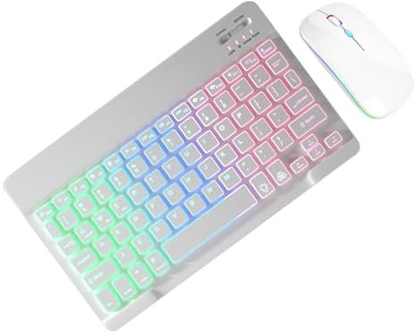 Teclas luminosas del teclado inalámbrico, teclado y ratón inalámbrico | Conjunto de ratón y teclado retroiluminados con 2 modos de iluminación con 7 colores - Teclados para ordenador portátil, PC, Ta