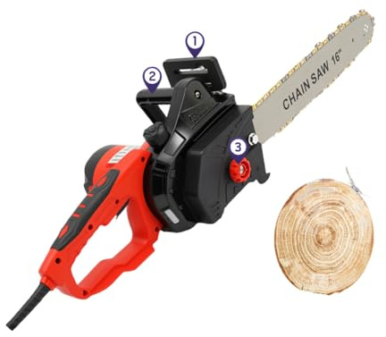 Tronçonneuse électrique filaire 2000 W 40 cm (16) | Vitesse de coupe 650 m/min | Tension de chaîne et changement de chaîne sans outil | Lubrification automatique | pour jardin, bois de chauffage