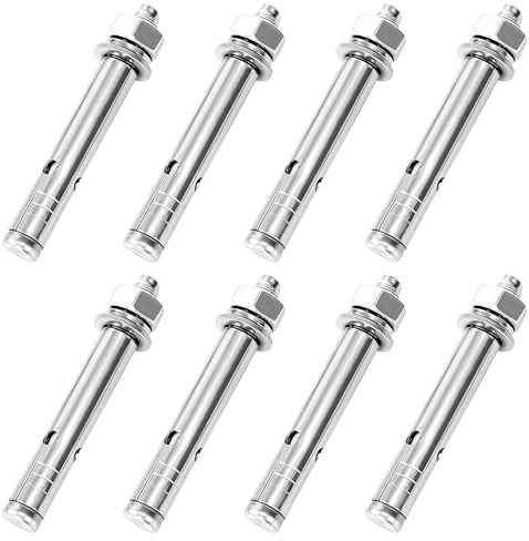 Tunejoy Boulons à Expansion Hexagonaux M8x80 Boulons D'ancrage 304 Inoxydable Cheville à Béton Lourd Devoir Métallique pour Mur Béton Brique 8 Pièces
