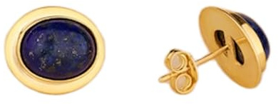 Natürlicher Lapislazuli-Ohrstecker aus 925er Sterlingsilber, vergoldet | ovale Ohrstecker, minimalistischer Stil für Frauen |LKSTD_0493