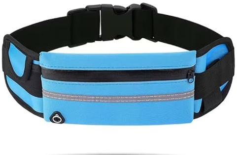 Ham-Hash Ultraleicht Sport Hüfttasche, Wasserdichter Laufgürtel für iPhone, Samsung, Huawei, Xiaomi Universal Verstellbare Fitness Bauchtasche mit Reflektierenden Streifen, Blau, Pink (Blau)
