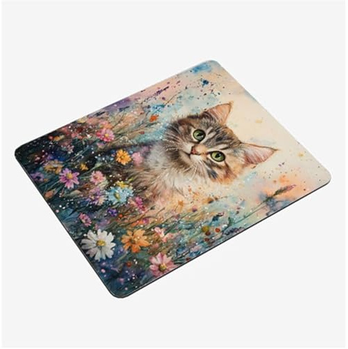 Tappetino Mouse 20x15cm, Acquerello Tappetino Mouse Gaming Gatto Mini Mouse Pad, Impermeabile Mousepad, Fondo Antiscivolo in Gomma Naturale, Morbido, Confortevole Accessori Gaming Computer S0-1020