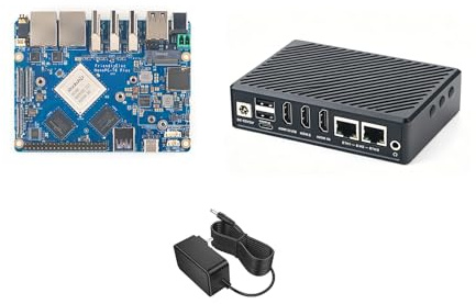NanoPC-T6 Plus Mini Router WiFi, processore Octa Core RK3588, 16 GB LPDDR5 64 GB eMMC, M.2 B-Key per 4G LTE, supporto Dual 2.5G Ethernet/NVMe SSD/WiFi Module for Smart IoT Gateway (Power Kit, 16 + 64