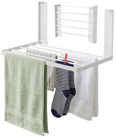 Relaxdays magnetischer Wäschetrockner, klappbar, ohne Bohren, HBT: 25x40,5x25 cm, Magnet-Wäscheständer, Metall, weiß