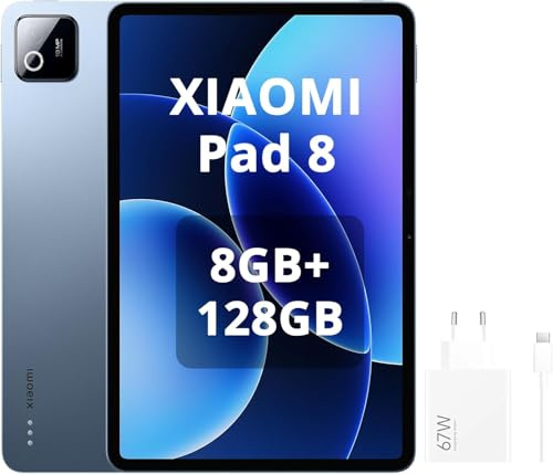 XIAOMI Pad 8 8 GB/128 GB, WiFi 7, tablet da 11,2 con risoluzione 3,2K, audio Dolby Atmos, processore Snapdragon 870, batteria da 9200 mAh, blu, con caricabatterie da 67 W incluso