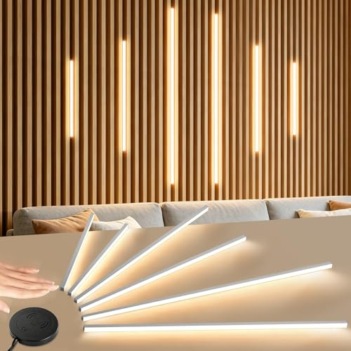Keleef LED Akustikpaneele Beleuchtung mit Touch-Dimmer, LED Leiste für Akustikpaneele, indirektes Licht für Wohnzimmer Büro, 3-in-1 Set (40/60/90cm), CRI≥80, 3000K Warmweiß