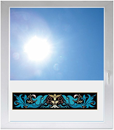 INDIGOS UG - Fensterfolie Blickdicht Vogel Ornament Tribal Pflanze - 800x500 mm - Sonnenschutzfolie Fenster - Sichtschutzfolie Fenster Bad, Küche, Fenster, Milchglasfolie