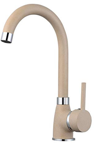 ZXC Moderne Hochdruck Schwanenhals Küchen Armatur Einhebel Mischbatterie Wasserhahn schwenkbar in Granit Beige