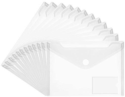 DECARETA 36 Pcs Dokumententasche A5 Dokumentenmappe Transparent Sammelmappe PP Durchsichtige Dokumenten Mappen Sichttasche mit Wasserdichtem Polypropylen Druckknopf für Datei Papier Büro Schule