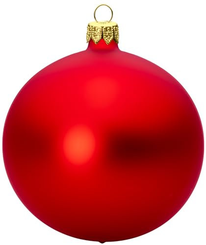 Sikora Essentials Klassische Christbaumkugeln aus Glas - matt - 6 Farben 3 Größen Premium Qualität, Farbe:Rot matt 4er Set, Höhe in cm:10 cm