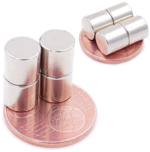 Brudazon | 10 Mini Scheiben-Magnete 8x8mm | N52 stärkste Stufe - Neodym-Magnete ultrastark | Power-Magnet für Modellbau, Foto, Whiteboard, Pinnwand, Kühlschrank, Basteln | Magnetscheibe extra stark