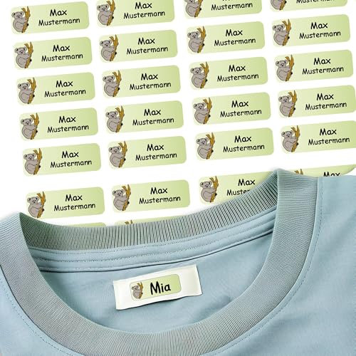 Sunnywall® 37 Selbstklebende Namensschilder & Namensaufkleber für Kleidung & Gegenstände - waschmaschinengeeignet | Ideal für Kinder, Schule und Kita (3,8x1,4 cm) (Koala 02)