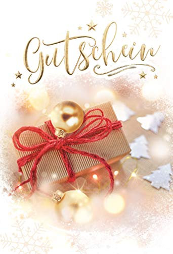 KE - Exklusive Weihnachtskarten Set mit Umschlag | Hochwertige Gutscheinkarte für Weihnachten | DIN A6 | Motiv: Überraschung