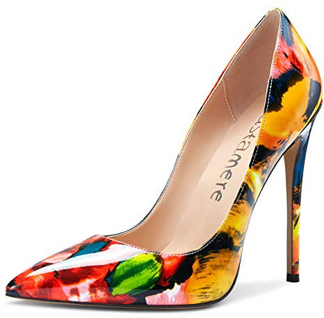 Castamere Scarpe col Tacco Donna Moda Punta Appuntito Tacco a Spillo 12CM High Heels Multicolore Pelle Verniciata Scarpe EU 41