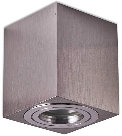 Trano LED Aufbauleuchte Aufbaustrahler GU10 230V Edelstahl gebürstet 5 Watt warmweiß - Aufbau-spot IP44 für Bad/Außen als Deckenleuchte und Deckenstrahler - mit Leuchtmittel Strahler