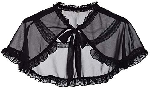 BLESSUME Viktorianischer Halskrause Vintage Mini Cape (Black 1)