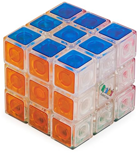 Rubik’s Crystal, New Transparent 3x3 Cube Classic Color-Matching Problem-Solving Brain Teaser Puzzle Game Toy, for Kids and Adults Aged 8 and Up