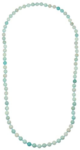 ELEDORO Edelstein Perlenkette Collier endlos geknotet 8mm 80cm lang Amazonit