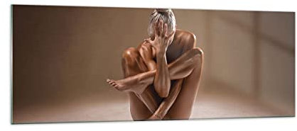 Panorama Bilder auf Glas Nackt Frau Figur Glasbild 140x50cm Wandbilder Dekoration Wohnzimmer Schlafzimmer Küche Groß XXL Wanddeko Bild im Glas Wand Kunstdruck Art Modern Wall Decor GAB140x50-4775