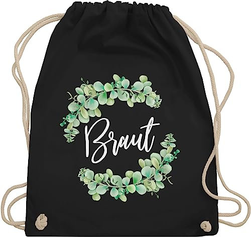 Shirtracer Turnbeutel Rucksack - JGA Junggesellenabschied Frauen - Braut Eukalyptus weiß - Unisize - Schwarz - geschenk an brauttaschen bachelorette party beutel junggesellinnenabschied outfit