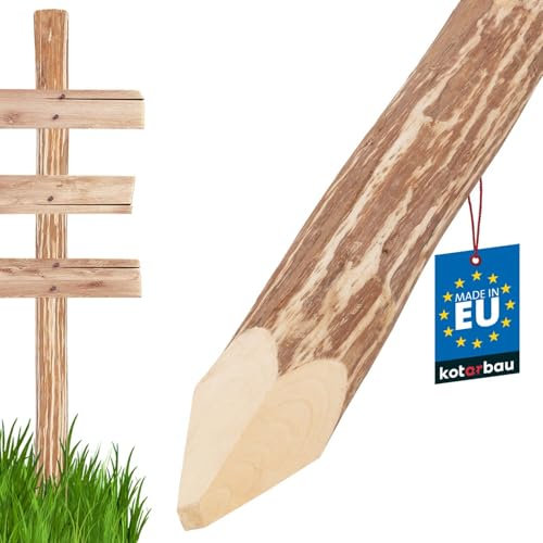 KOTARBAU® Palo per recinzione di picchetti, 90 x 8 cm, legno di nocciolo, pali rotondi di recinzione, doghe in legno, palo naturale senza impregnazione